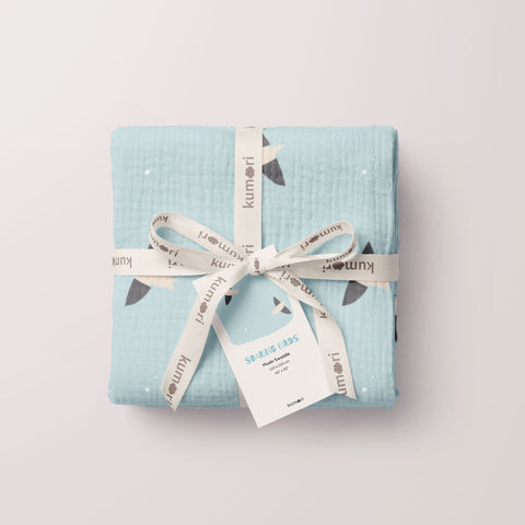 Soaring Birds Organic Crinkle Square Muslin Swaddle