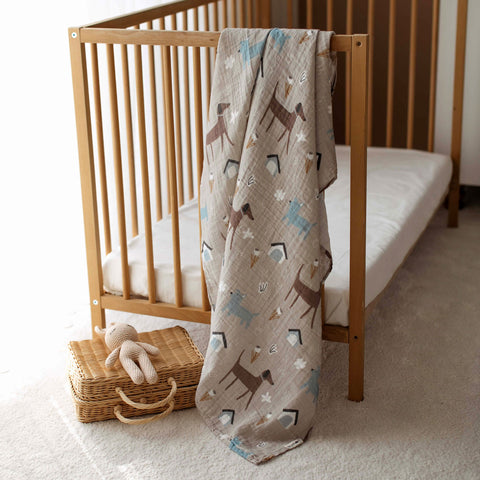 Dog Park Organic Crinkle Square Muslin Swaddle