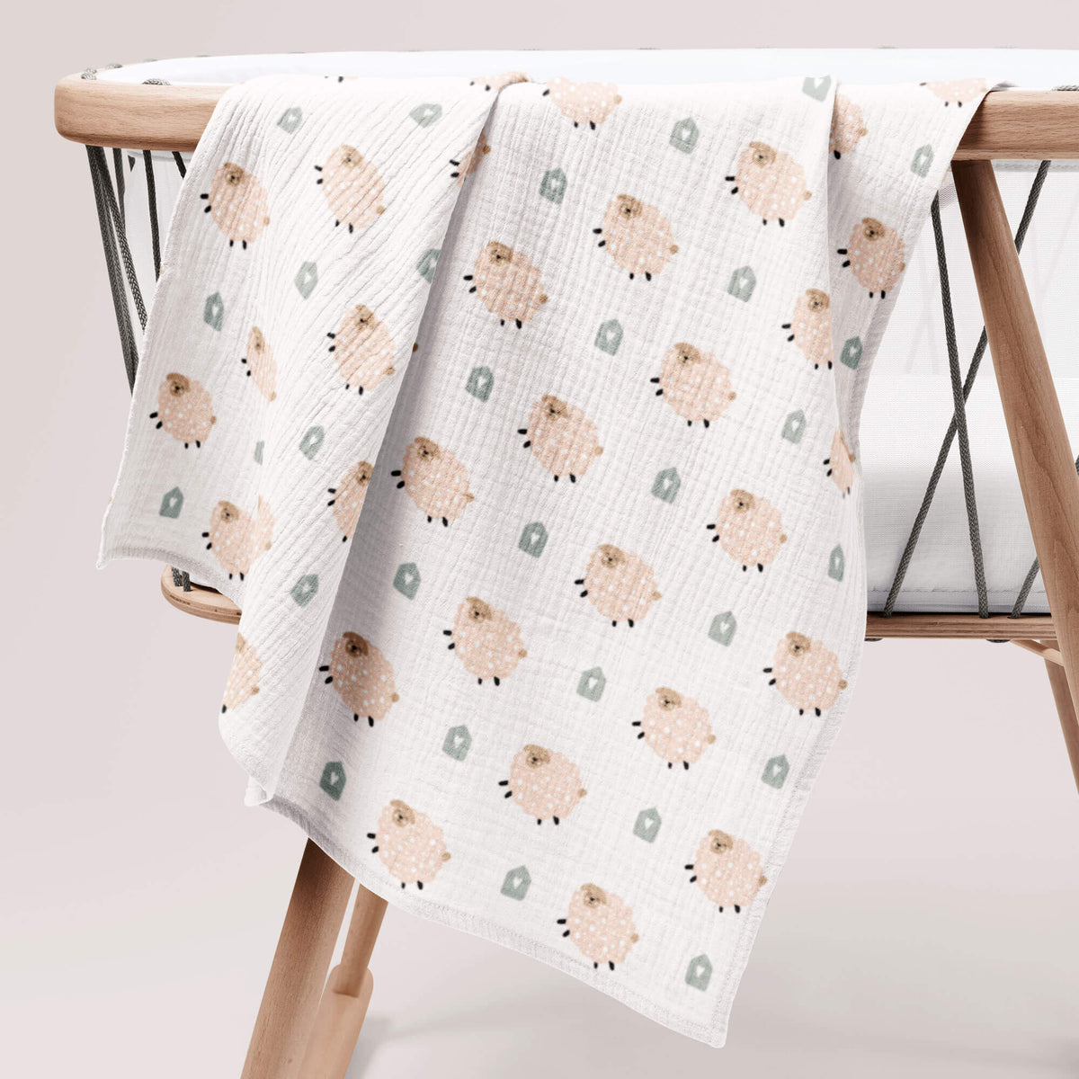 Fluffy Sheep Organic Crinkle Square Muslin Swaddle