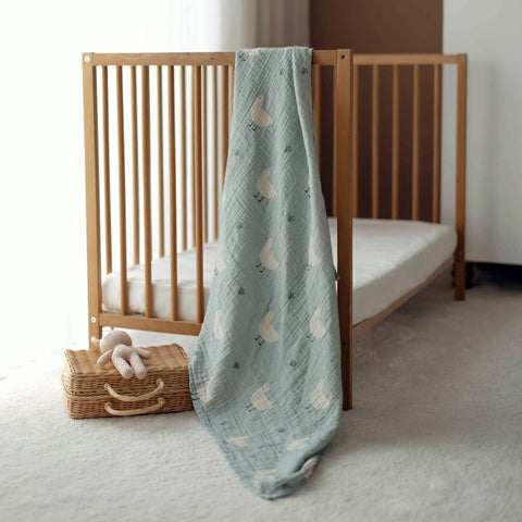 Minty Duck Organic Crinkle Square Muslin Swaddle