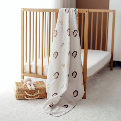 Mini Hedgehog Organic Crinkle Square Muslin Swaddle