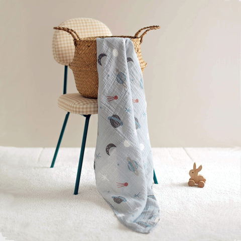 Planets Organic Crinkle Square Muslin Swaddle