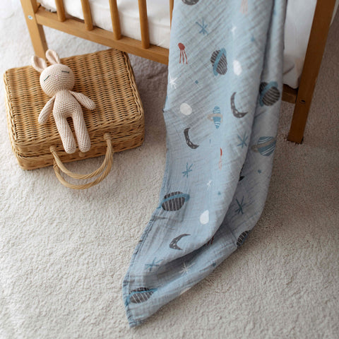 Planets Organic Crinkle Square Muslin Swaddle