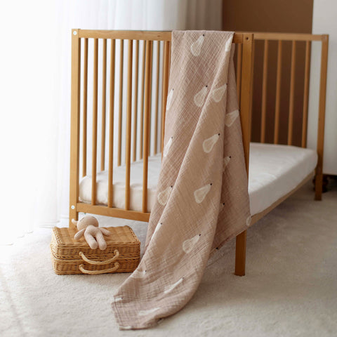 Pear Organic Crinkle Square Muslin Swaddle