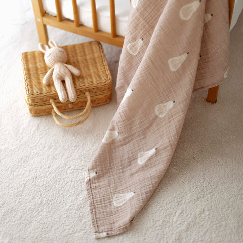 Pear Organic Crinkle Square Muslin Swaddle