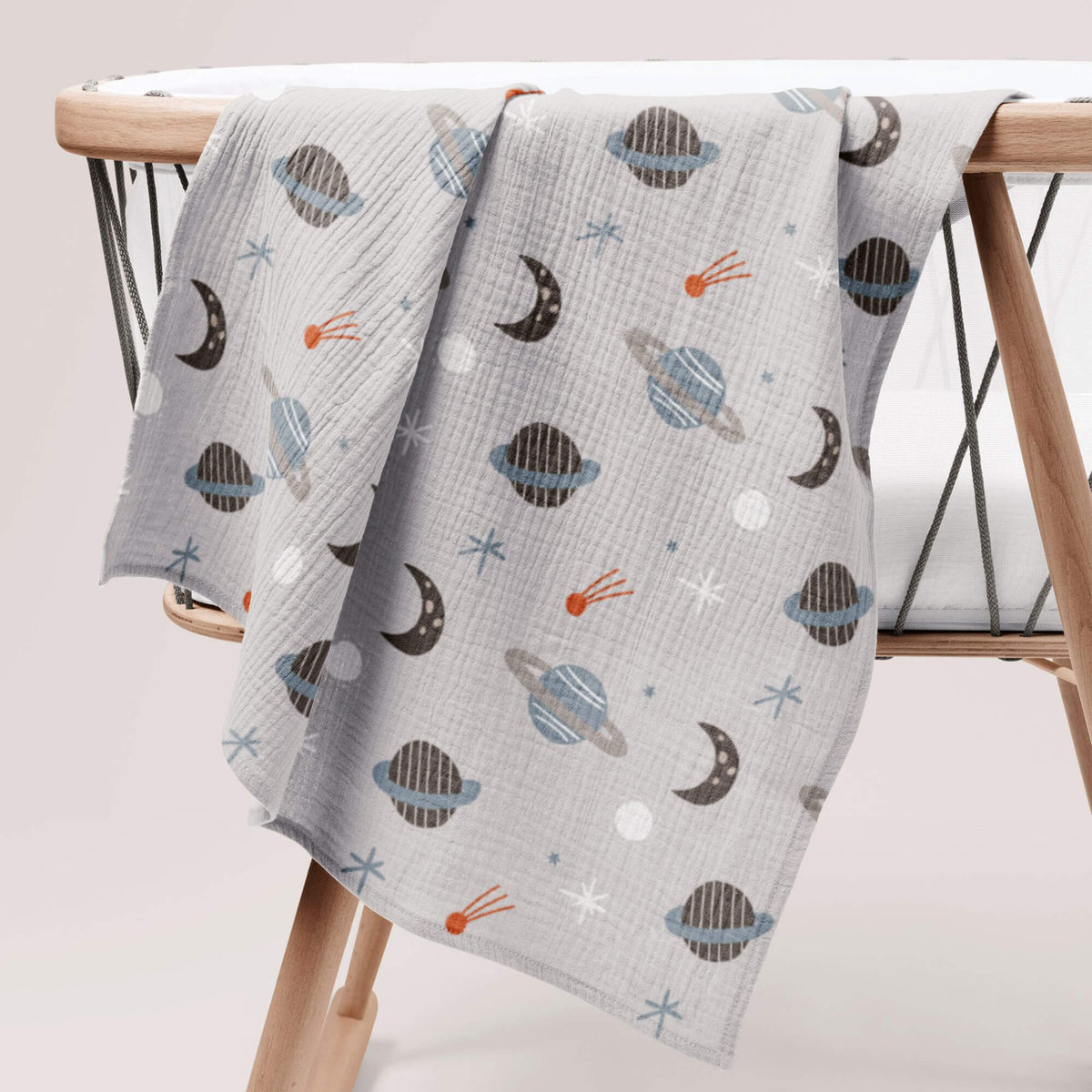 Planets Organic Crinkle Square Muslin Swaddle