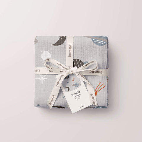 Planets Organic Crinkle Square Muslin Swaddle