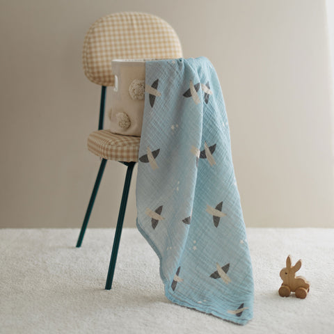 Soaring Birds Organic Crinkle Square Muslin Swaddle