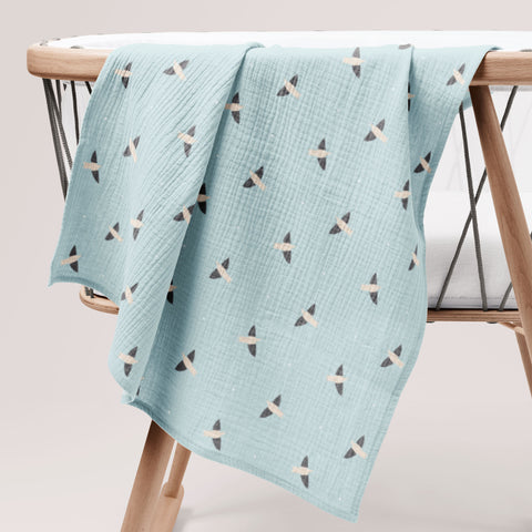 Soaring Birds Organic Crinkle Square Muslin Swaddle