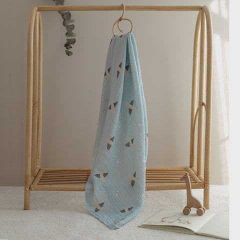 Soaring Birds Organic Crinkle Square Muslin Swaddle