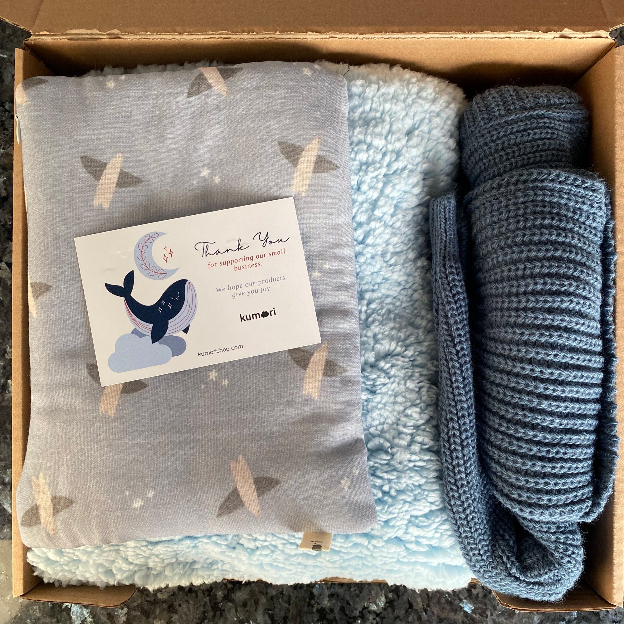 Blue Plush Blanket Gift Set 2